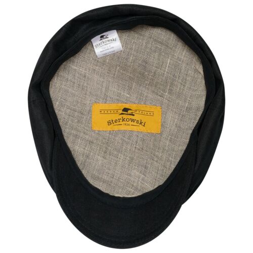 Sterkowski SHELBY Natural Linen Vintage Style Holiday Cap Newsboy Black / Beige - Picture 5 of 25