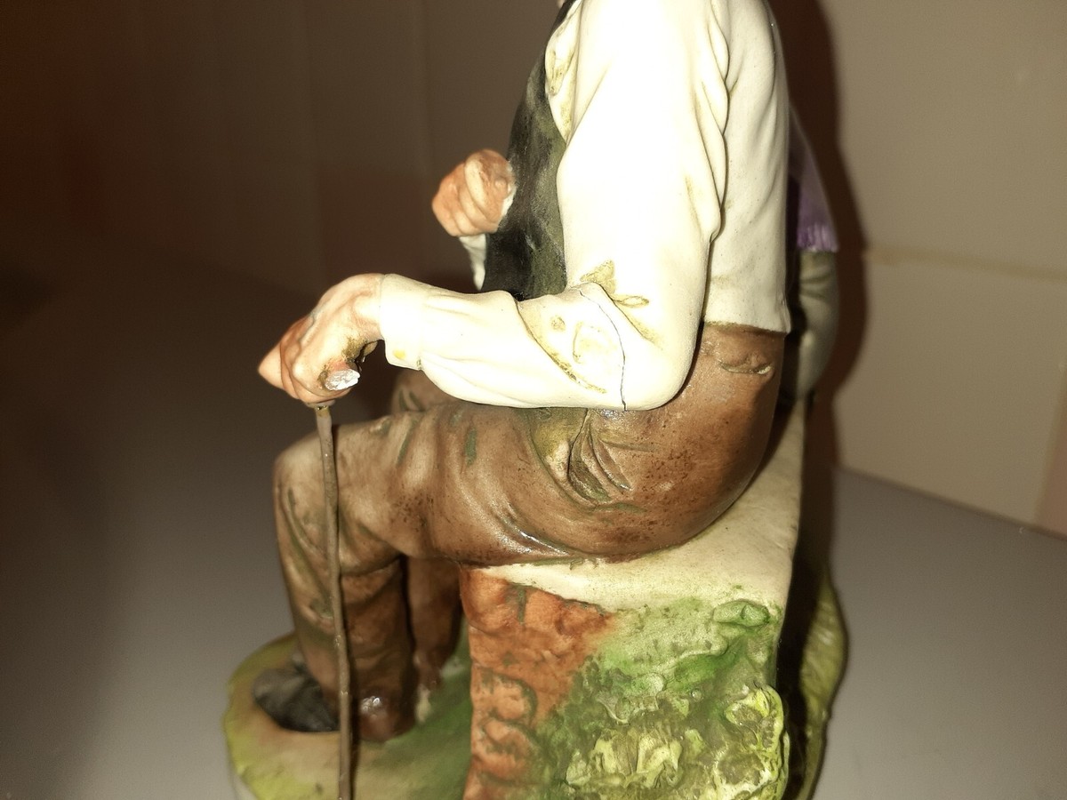 Giuseppe Cappe Italy Porcelain Elderly` Couple Sitting on the