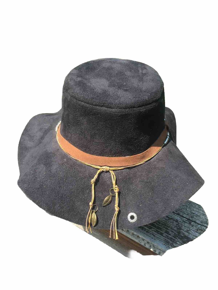 Peter Grimm women\'s poly suede leather hat. Black Wide Brim-with Brown Band Hats for Women and Men - Peter Grimm main image 2