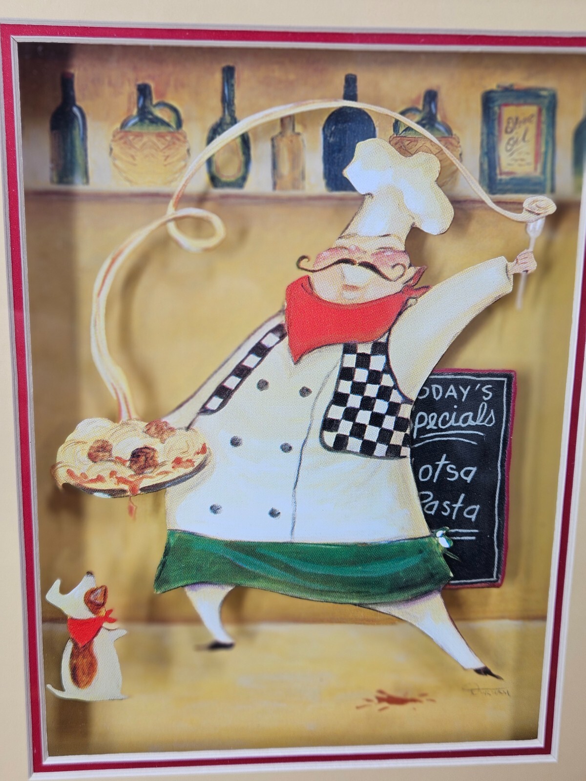 3D Shadowbox Italian Chef Spaghetti and Meatballs Durham 10"H x 8 1/4