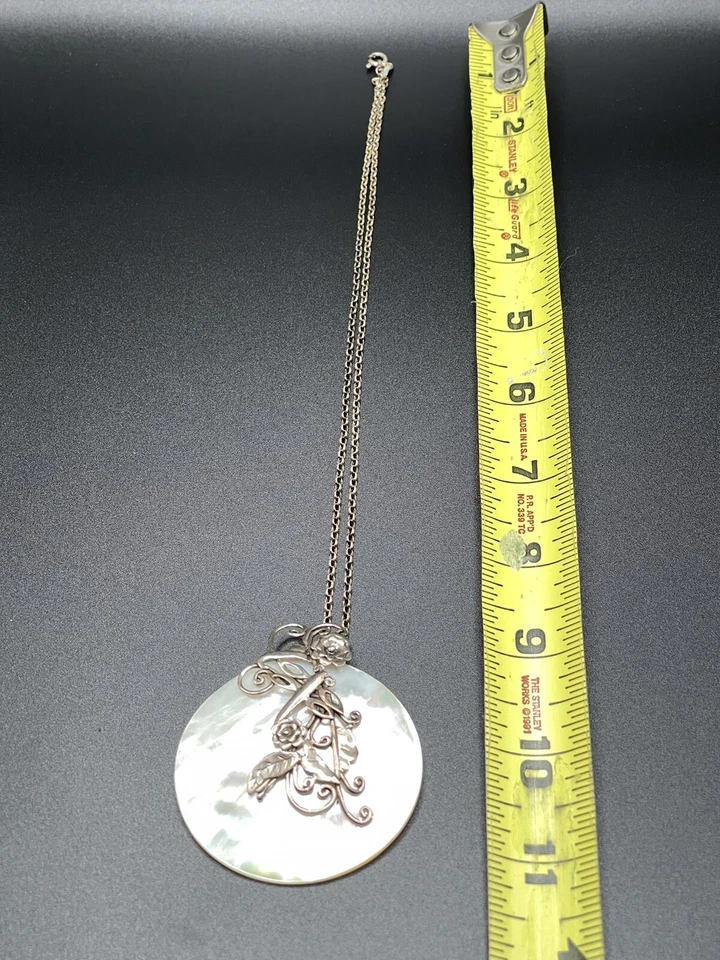 O Paz Isreal 925 Esterlina Madreperla Concha Colgante Collar Pendientes De Colección Foto 4 de 4