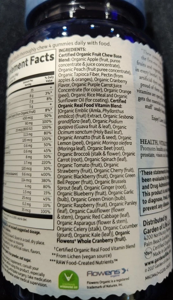 Garden of Life Mykind Organics Men's 40+ Gummy Multi Berry 120pcs Exp 04/2026 - Image 3 of 4