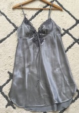 Vintage Womans Cinema Etoile Satin Nightgown Grey Retro