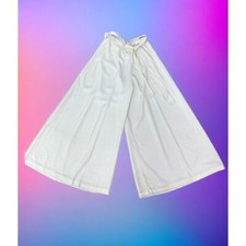 1960s 70s wide bell bottoms white with silver metallic Size S/M