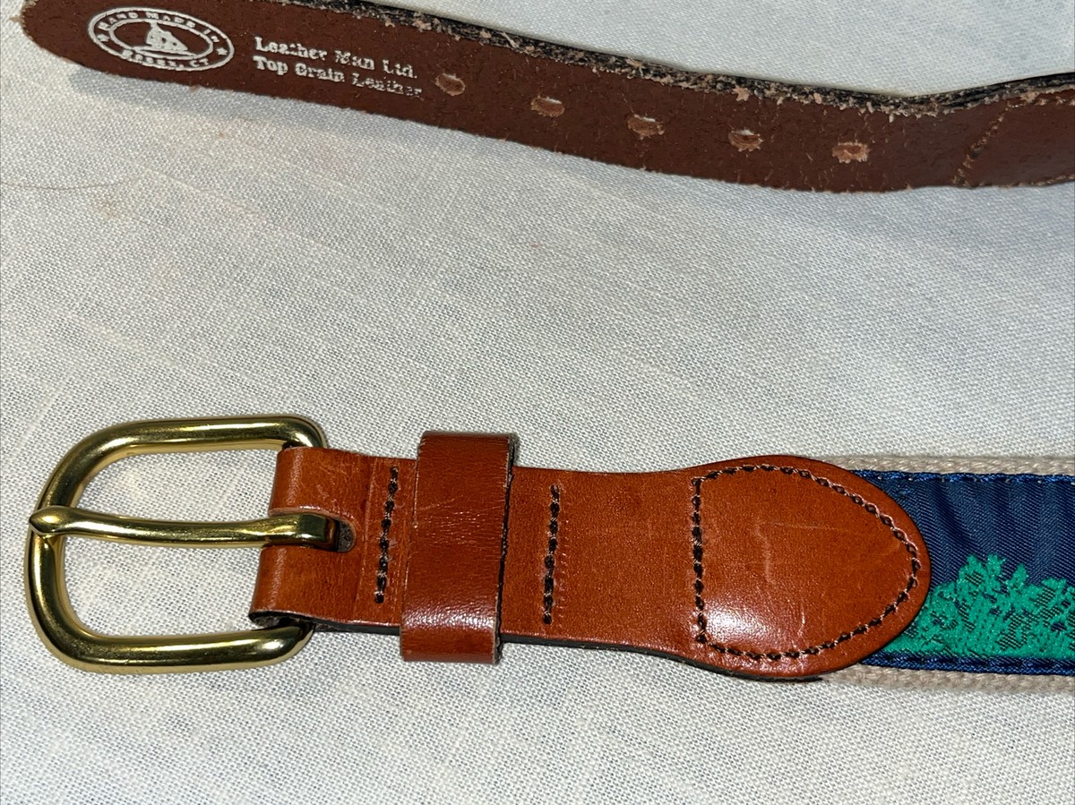 LEATHER MAN Ltd Mens LIGHTHOUSE Leather Belt Size 30 Brass