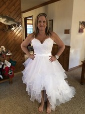 White High Low Wedding Gown,size 10