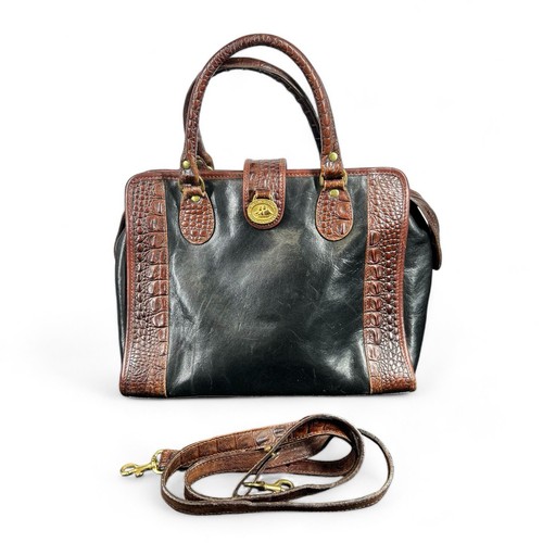 Sac à main femme Brahmin sac à main cuir alligator marron noir bandoulière - Photo 1/22
