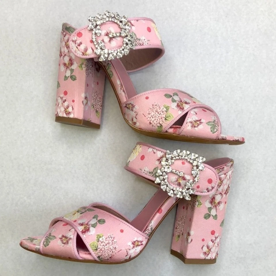 NUEVO EN CAJA Sandalias Tabitha Simmons Rosa Floral y Cristal 38.5 / 8 Foto 3 de 4
