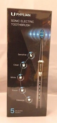 U PHYLiAN Sonic Electric Toothbrush-Rechargeable-5 Modes -Black HH06007