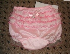 12-18 Mnth Pink Ruffled Organza Lace Rear Diaper Cover Panty Easter Bloomers NWT