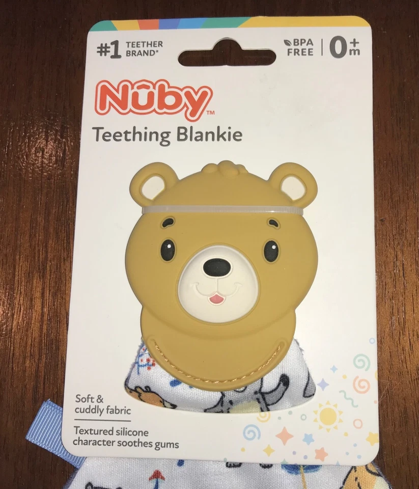 NUBY 全新 TEETHING BLANKIE BPA 免费柔软可爱纹理硅胶熊舒特 — 第 3/4 张图片