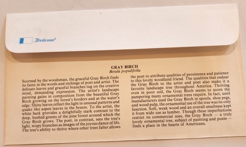 AMERICAN TREES GRAY BIRCH 1978 FLEETWOOD CACHET FDC UNADDR - Picture 2 of 2