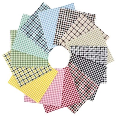 42 PCS 5x5 Inch Gingham Fabric Squares Charm Packs Clearance Houndstooth Bundle