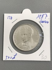 ITALIA ARGENTO REPUBBLICA 500 LIRE 1987 LEOPARDI GIACOMO   FDC unc.