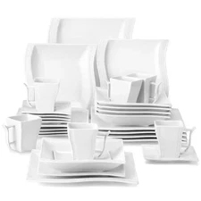 MALACASA Flora Porcelain Wavy Modern Dinnerware Set (Service for 6) - 30 Piece