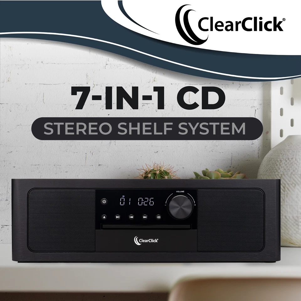 ClearClick Stereo Shelf System CD Player, Bluetooth, FM Radio, USB Playback, Aux - Image 2 of 4