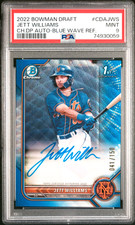 2022 BOWMAN DRAFT JETT WILLIAMS BLUE WAVE REFRACTOR AUTO PSA 9 /150