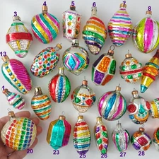 Glass Vintage 50-s Retro Christmas Tree Ornament Silver-Mercury Shiny Home Decor