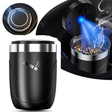 KFZ Auto Aschenbecher Edelstahl mit Blau LED Licht Deckel Abnehmbar Winddicht