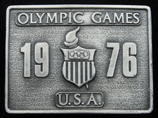 RI11110 VINTAGE 1976 U.S.A. OLYMPIC GAMES SPORTS COMMEMORATIVE BELT BUCKLE
