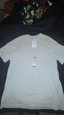 Image of NIKE Just Do It Logo Script Neck T-Shirt Tee Light Bone/White Mens