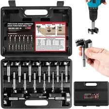 16 PCS PB-100 Forstner Bit Set Steel Wood Drill Bit Diameter 1/4" to 2-1/8"