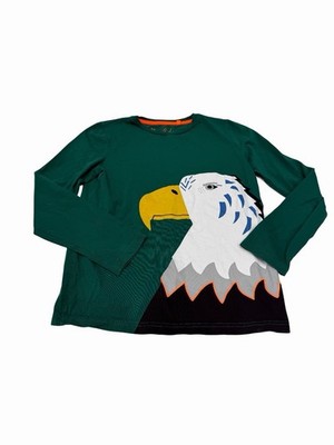 Mini Boden Boy Top Long Sleeve Green Eagle Size 11/12. K11