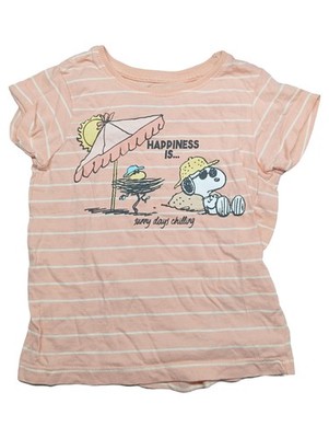 PEANUTS Kinder T-Shirt Snoopy Strand Motiv Gr. 86 Rosa Gestreift