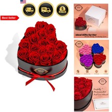 Eternal Roses in Heart-Shaped Box Preserved Flowers Gift for Wife Girlfriend ...