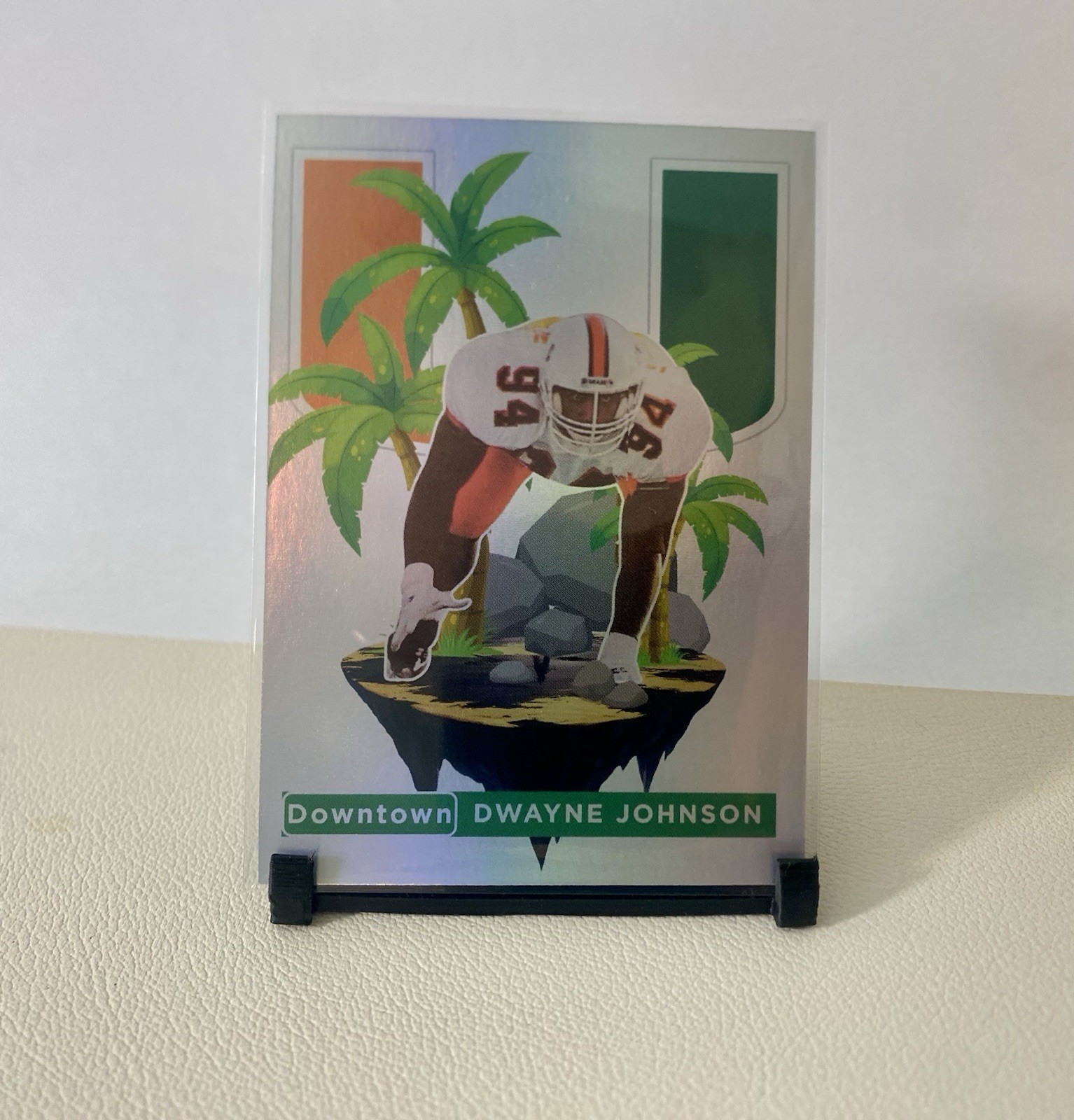 DWAYNE JOHNSON THE ROCK 1994 MIAMI BUMBLE BEE HOLO REPRINT DTOWN ROOKIE CARD RC view 3