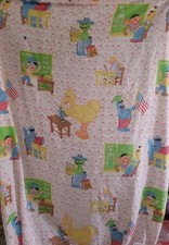 Vintage Sesame Street Big Bird School Cookie monster Twin flat sheet fabric