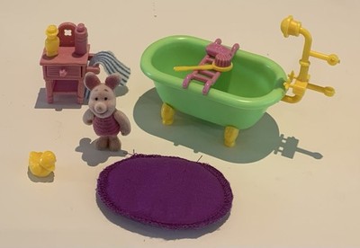 Vintage Mattel Winnie the Pooh Friendly Places Ferkelbad selten grün Badewanne