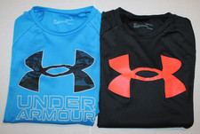 Boys Under Armour Heatgear Short Sleeve Shirts Lot Of 2 Size Loose YLG