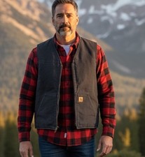Carhartt Men's Black Sherpa Lined Full Zip Work Vest 2XL Tall