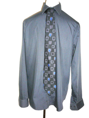 Herren Hemd  Angelo Litrico Slim Fit Gr. M 39/40 Grau plus Krawatte