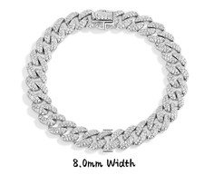 Miami Cuban 8 MM VVS MOISSANITE Link Iced Out Bracelet 925 Sterling Silver