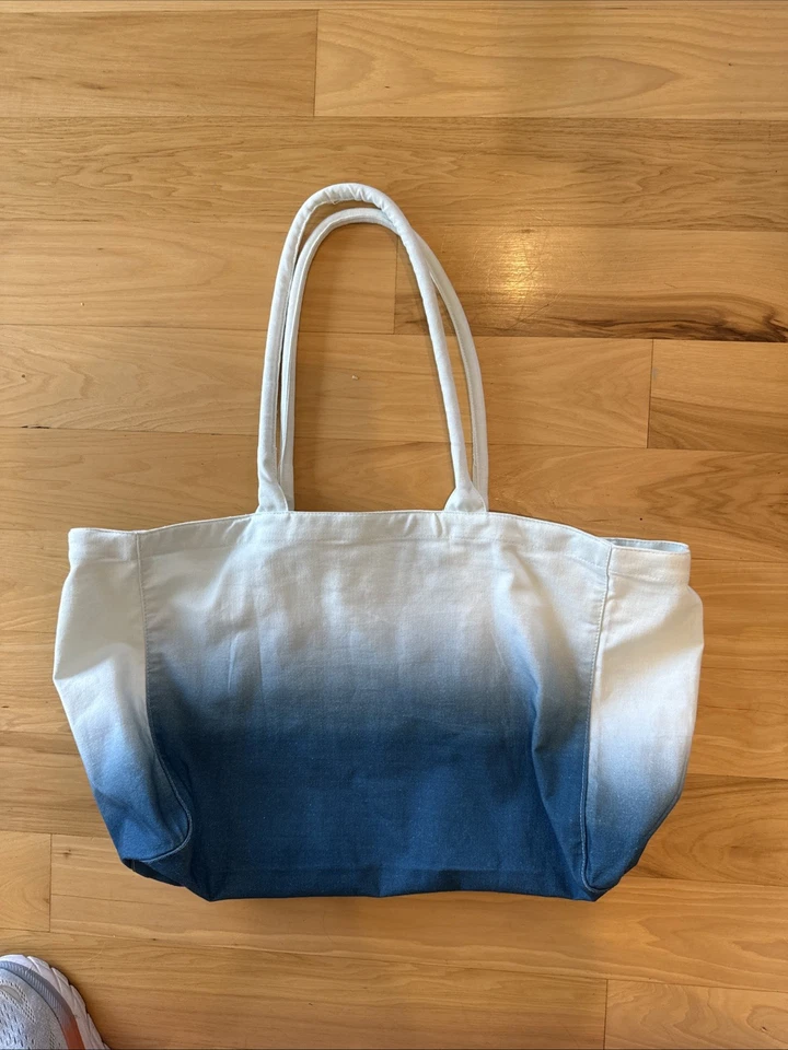 Bolso de Mano Athleta Grande de Lona Azul Ombre Gimnasio Playa Compras Bolso Abierto Foto 2 de 2