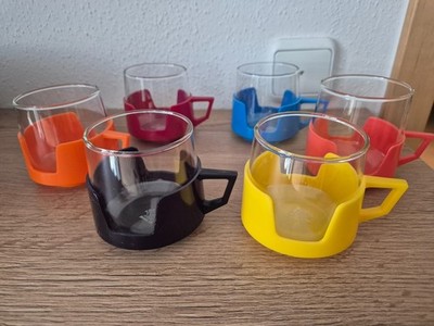 JAJ Teegläser England Original Vintage Pyrex bunt gefasst