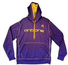 AND1 Mens Long Sleeve Purple Pullover Hoodie Basketball Fleece Lined Size L