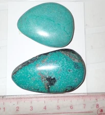 Turquoise Stone Flat Free Form Cabochon 169 Carat 2 pieces 33.8 gram