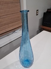 Stunning MCM Empoli Blue Ribbed Genie Bottle  15.5 Inches  EUC 
