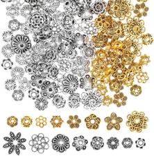 Filigree Flower Spacer Beads - Gold  Silver Metal Caps for Jewelry Making - Bai