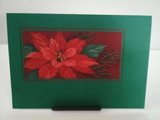 Hallmark Crown Poinsettia Green Merry Christmas Holiday Seasons Greetings Card 