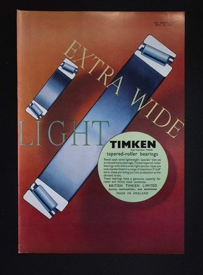 Original 1952 Reklame Timken Kegelrollenlager Technik Bauteile