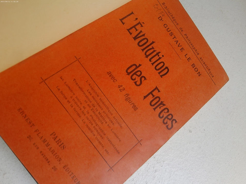 GUSTAVE LE BON‎-L'ÉVOLUTION DES FORCES-Relié-1907-ÉDITION ORIGINALE-ILLUSTRÉ/ - Photo 2/4