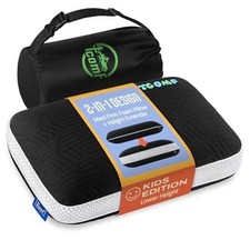 Kids Camping Pillow: Dual-Cover Memory Foam Small Black Kids Height 4.5"