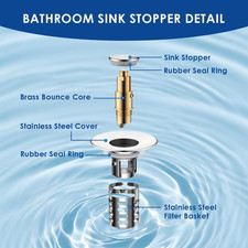 Bathroom Sink Stopper with Hair Catcher, Universal Pop-Up Drain Strainer for ...