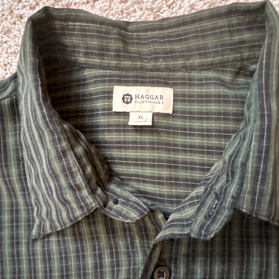 Haggar Shirt Mens XL Green Blue Long Sleeve Button up - Image 2 of 4