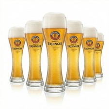 6x Erdinger Glas 0,5l Weißbier Hefe Kristall...