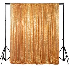 Gold Sequin Curtain Backdrop 5x10FT Fabric Photo Booth Glitter Photography